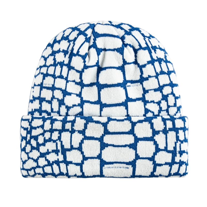 Zweifarbige Jacquard-Strickmütze mit Umschlag BB-231017-5 (1)