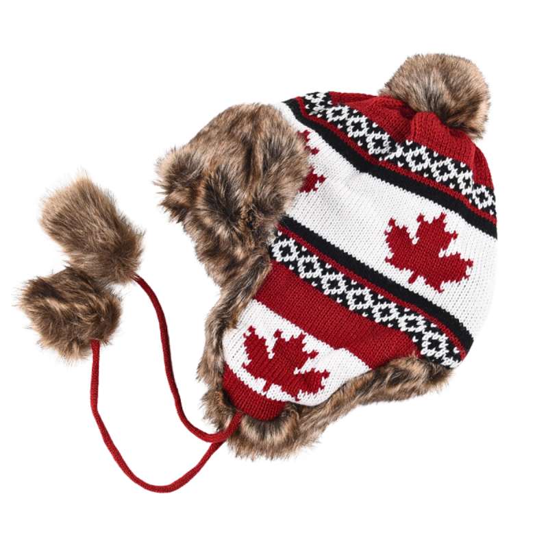 Winter Jacquard Faux Fur Earflap Beanies We2410-04 (1)