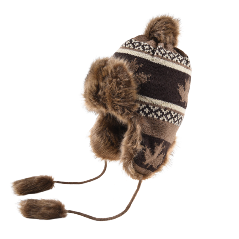 Winter Jacquard Faux Fur Earflap Beanies We2410-04 (2)