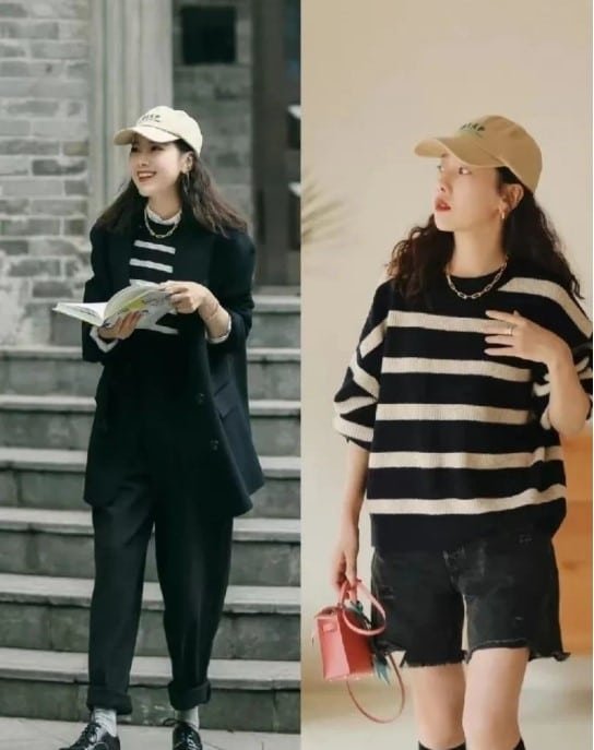 Cappellino da baseball + Camicie a righe