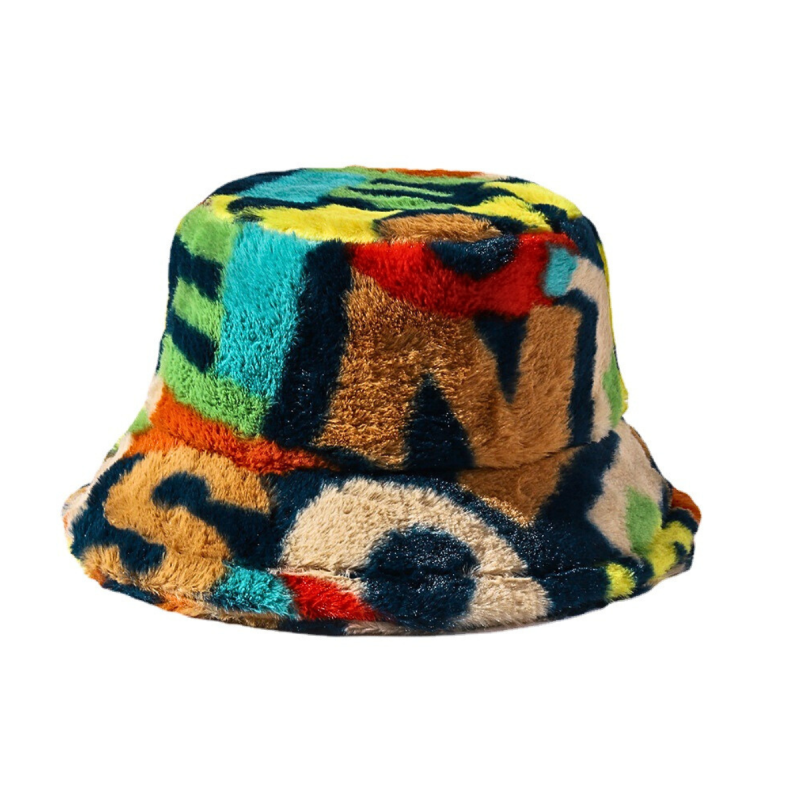 Cappelli a secchiello in pelliccia sintetica jacquard colorata Wwbh2410-03 (1)