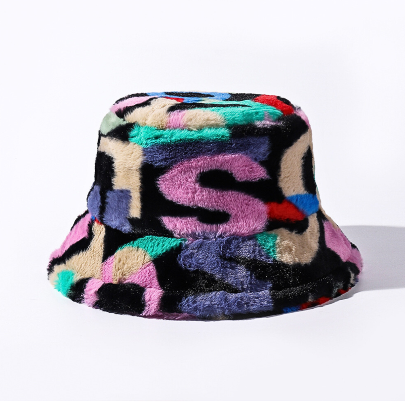 Cappelli a secchiello in pelliccia sintetica jacquard colorata Wwbh2410-03 (5)