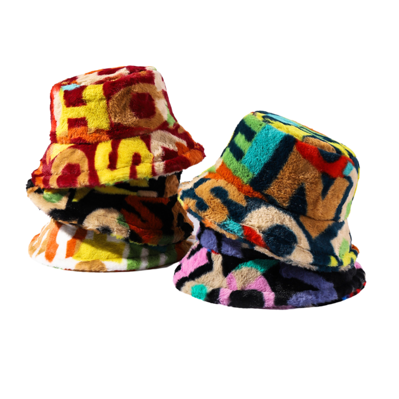 Cappelli a secchiello in pelliccia sintetica jacquard colorata Wwbh2410-03 (7)