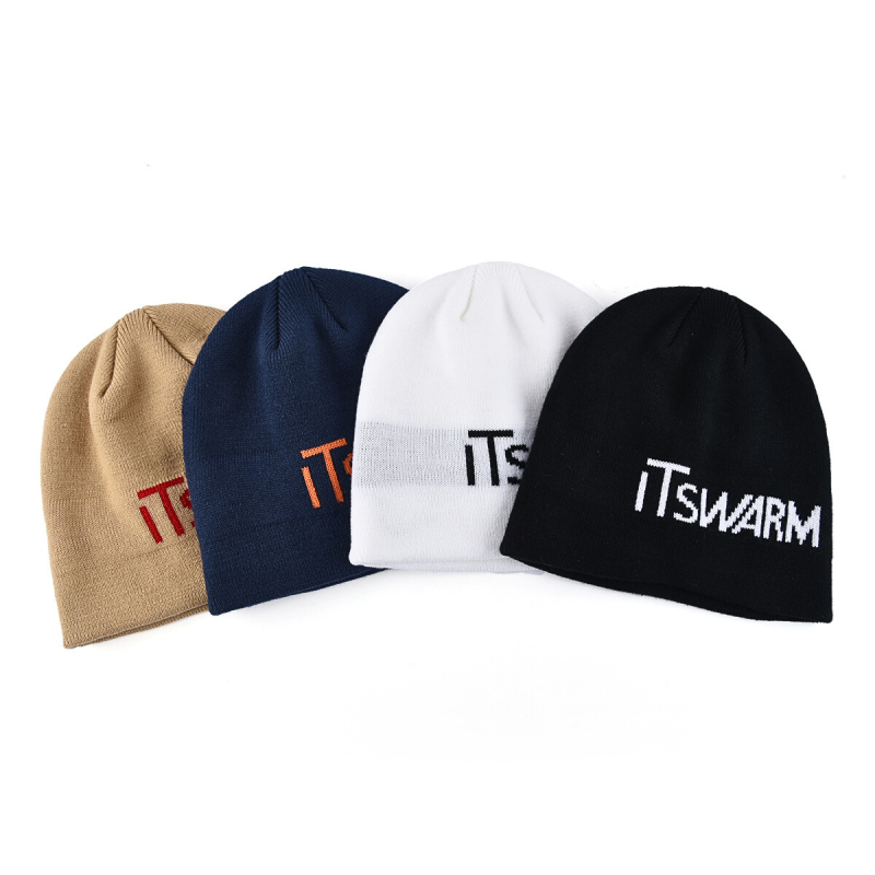 Jacquard Letter Short Cuffless Beanies SFA-220923-06 (4)