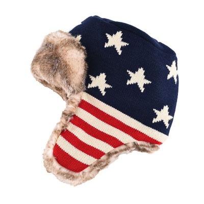 Jacquard Striped & Star Faux Fur Knit Earflap Beanies We2410-05 (2) Jacquard Striped & Star Faux Fur Knit Earflap Beanies We2410-05 (2)