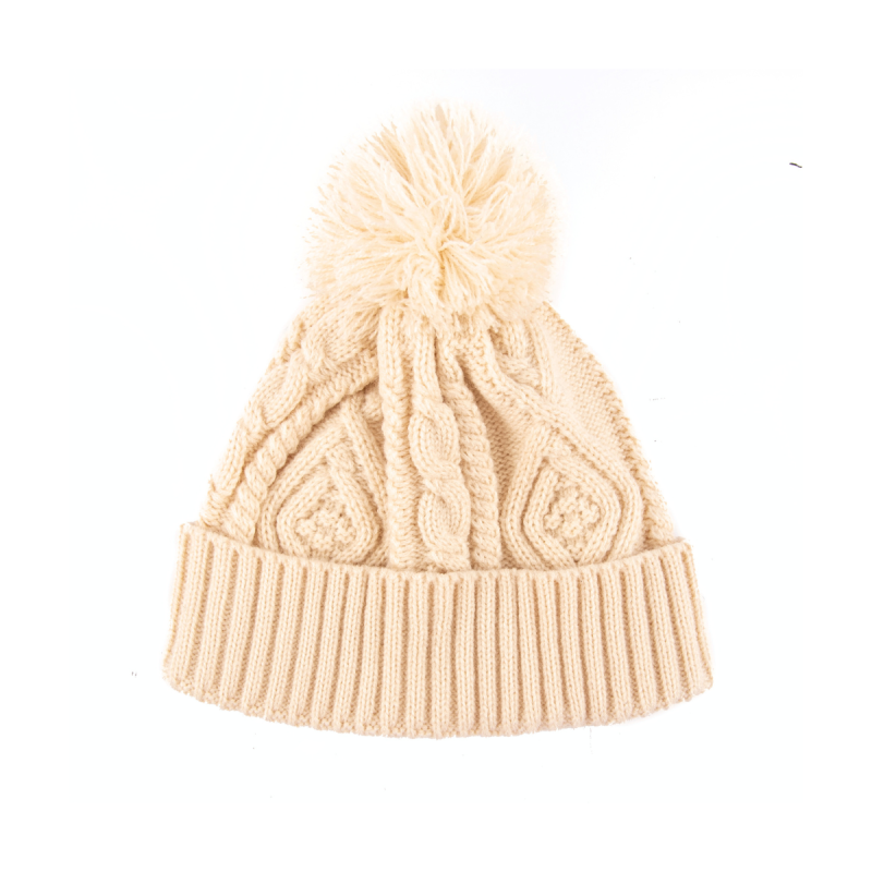 Personalized Kids' Plain-Colored Cotton Pompom Beanie