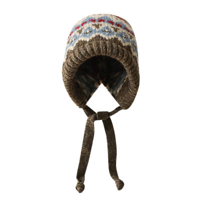 Variegated Knitted Long Earflap Beanies Wbeh2410-03 (2) Variegated Knitted Long Earflap Beanies Wbeh2410-03 (2)