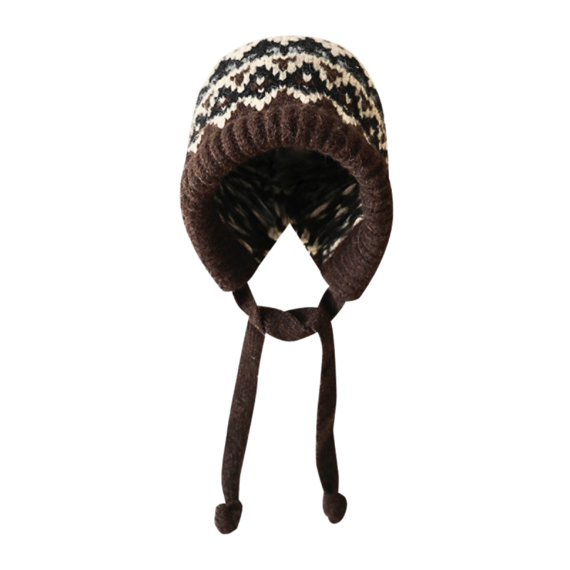 Variegated Knitted Long Earflap Beanies Wbeh2410-03 (5) Variegated Knitted Long Earflap Beanies Wbeh2410-03 (5)