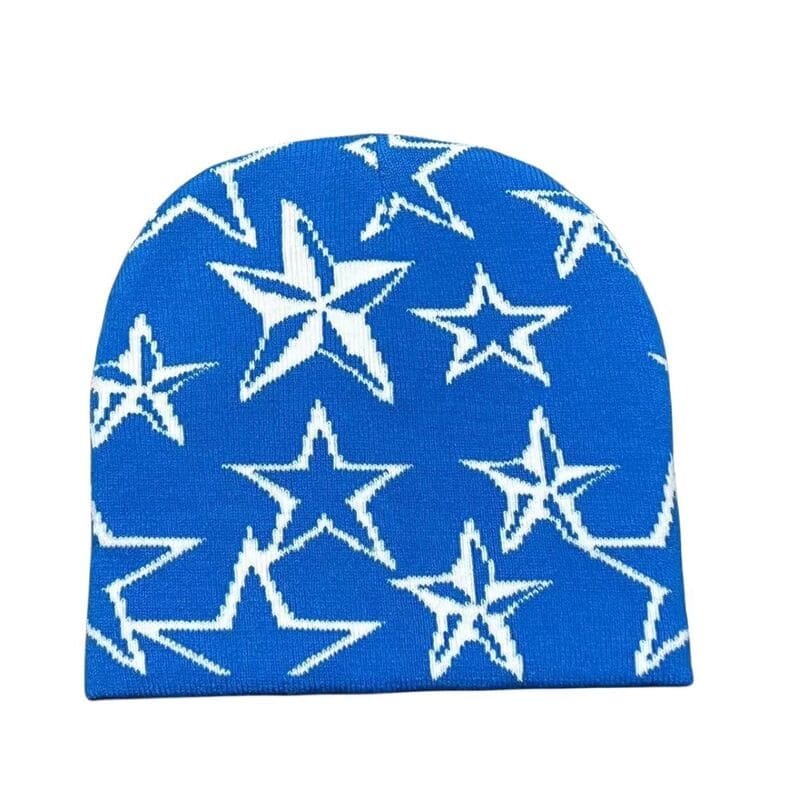 Maßgeschneiderte, manschettenlose Acryl-Jacquard-Mütze mit Stern-Logo für Sportler