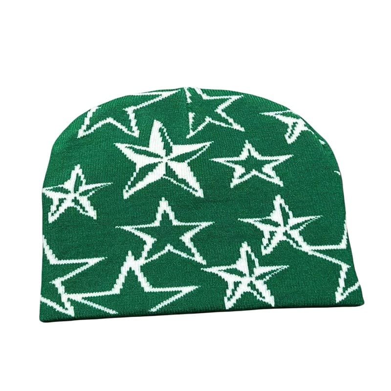 Maßgeschneiderte, manschettenlose Acryl-Jacquard-Mütze mit Stern-Logo für Sportler