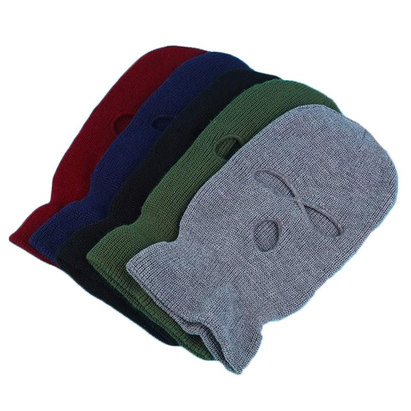 Cappello invernale con maschera da sci a 3 fori in acrilico colorato puro di design