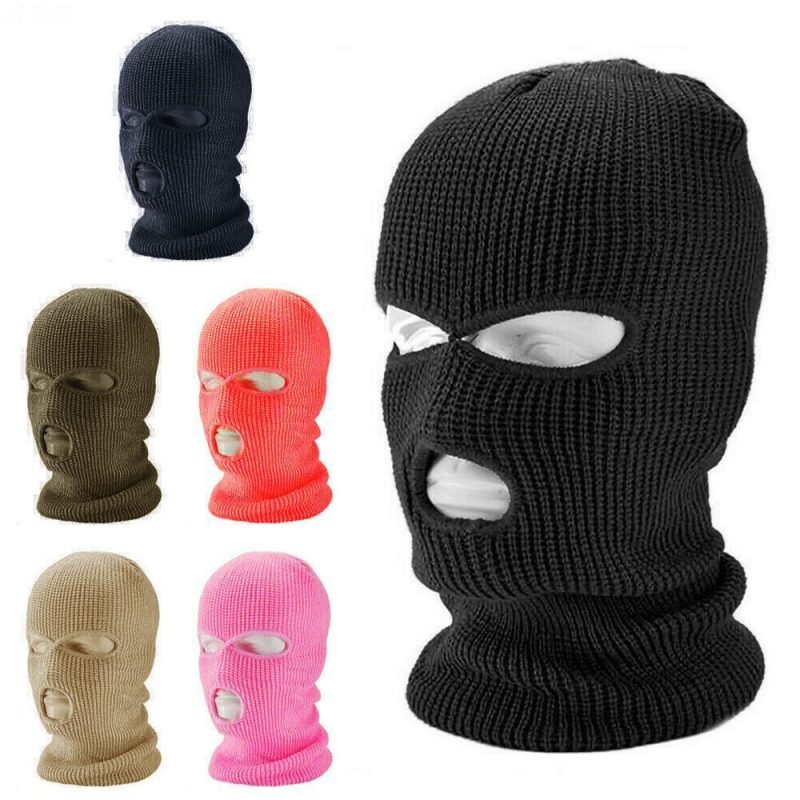Cappello invernale con maschera da sci a 3 fori in acrilico colorato puro di design
