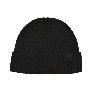 Black 100% rPET Woven Label Knit Cuffed Beanies PB-FA0005