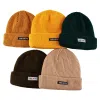 Combo Waffle Knit Woven Label Cuffed Beanies KN2103121