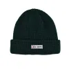Dark Green Waffle Knit Woven Label Cuffed Beanies KN2103121