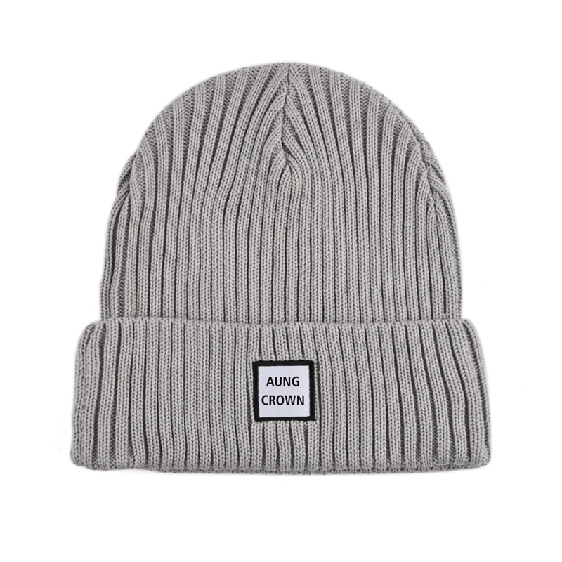 Bonnets gris unis à revers tissés PB-FB0004
