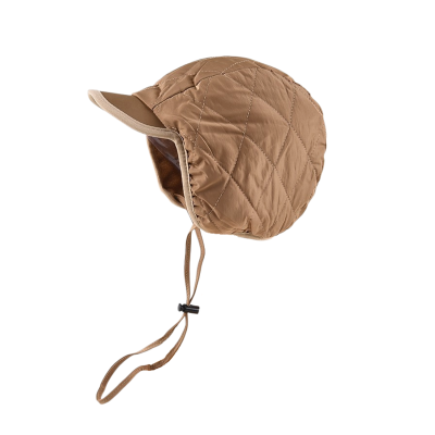 Khaki Plain Flexible Drawstring Earflap Hats We2410-13 Khaki Plain Flexible Drawstring Earflap Hats We2410-13