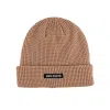 Khaki Waffle Knit Woven Label Cuffed Beanies KN2103121