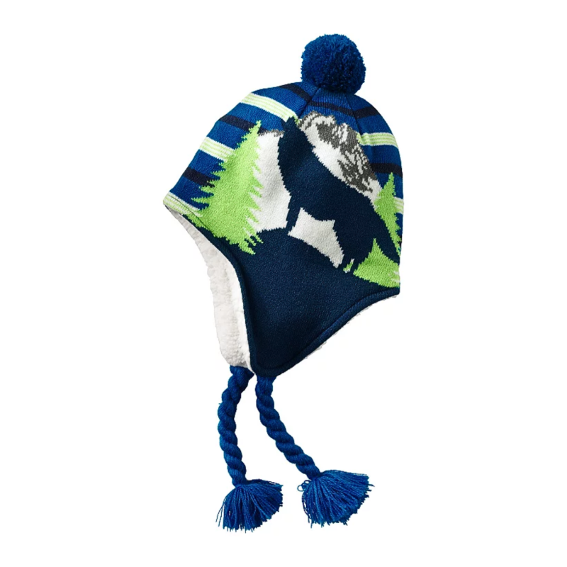Cappelli invernali con paraorecchie e pompon in jacquard per bambini Wk2410-012 (1)