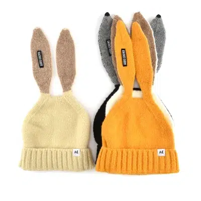 beanie2 Winter Kids Wool Knit Beanie Hat With Rabbit Ear