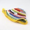 Handgefertigter, farbenfroher Sonnenhut für Damen mit breiter Krempe aus gestricktem Häkelgarn