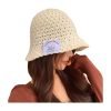 Cappello da pescatore in maglia con logo personalizzato e etichetta tessuta per donna, modello estivo
