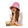 Cappello da pescatore in maglia con logo personalizzato e etichetta tessuta per donna, modello estivo