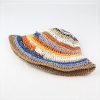 Handgefertigter, farbenfroher Sonnenhut für Damen mit breiter Krempe aus gestricktem Häkelgarn