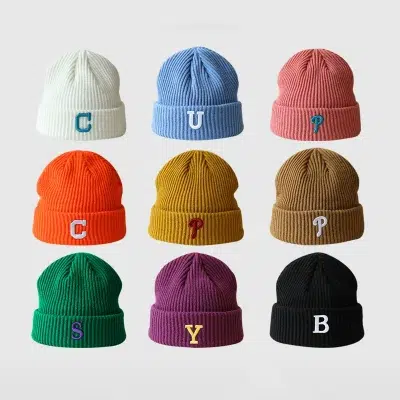 kid5 Thick Cable Ribbed Embroidery Cuffed Beanie For Kids