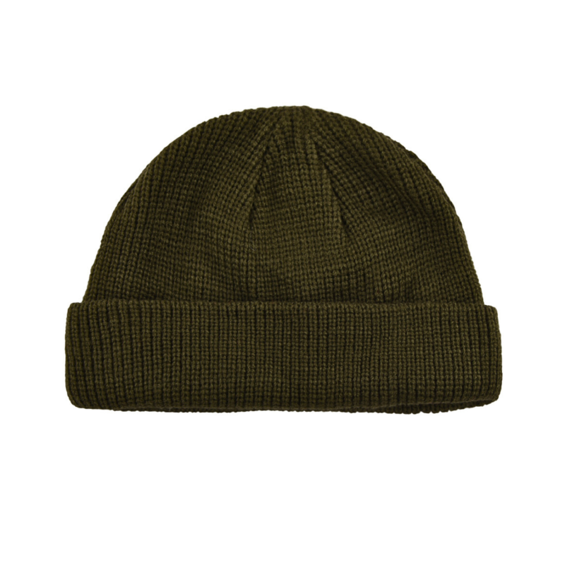 Bonnet à revers uni vert armée avec logo personnalisé PB-FB0020