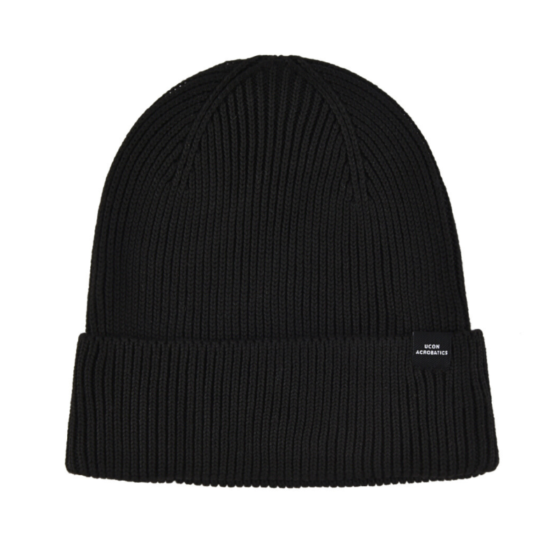 Bonnet à revers noir 100% rPET avec étiquette unie PB-FB0031