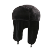 Schwarze Winter-Plüsch-Ohrenschützer-Trapperhüte Wt2410-10
