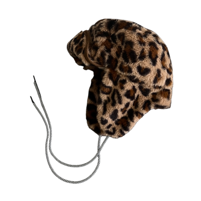 Brown Leopard Plush Strap-Earflap Trapper Hats Wt2410-21 Brown Leopard Plush Strap-Earflap Trapper Hats Wt2410-21