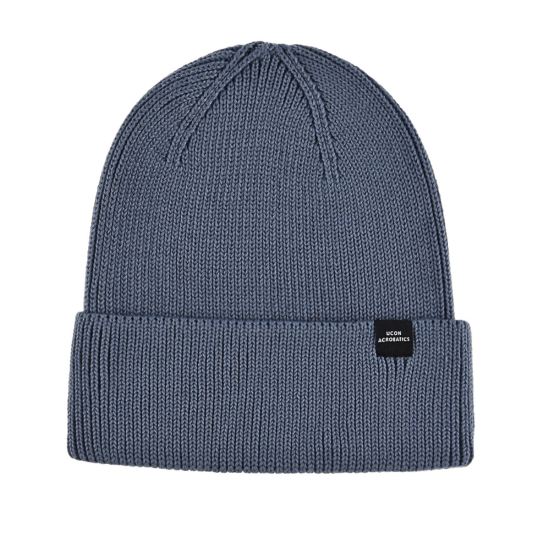 Bonnet à revers bleu foncé 100% rPET avec étiquette unie PB-FB0031