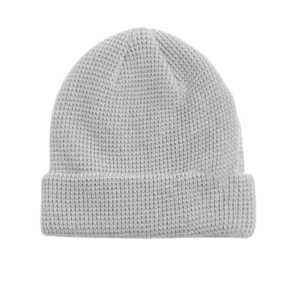 Berretti con risvolto in maglia waffle liscia personalizzati grigio chiaro PB-FB0036