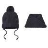 Set invernale blu navy per bambini composto da berretto con pompon + sciarpa Wk2410-014