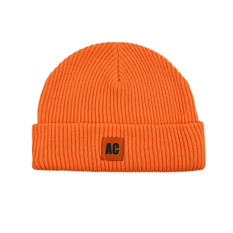 Bonnet à revers uni avec logo personnalisé orange PB-FB0020