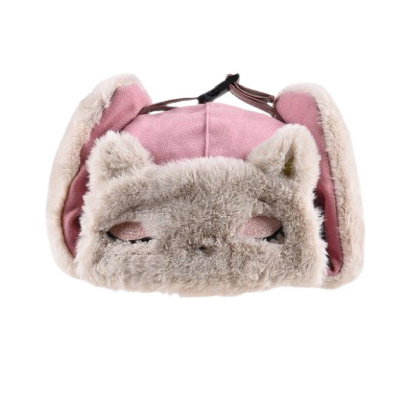 Cappelli con paraorecchie in pelliccia sintetica a quadri rosa personalizzati Wt2410-20, piegati