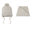 Set invernale per bambini color sabbia composto da berretto con pompon e sciarpa Wk2410-014, combo
