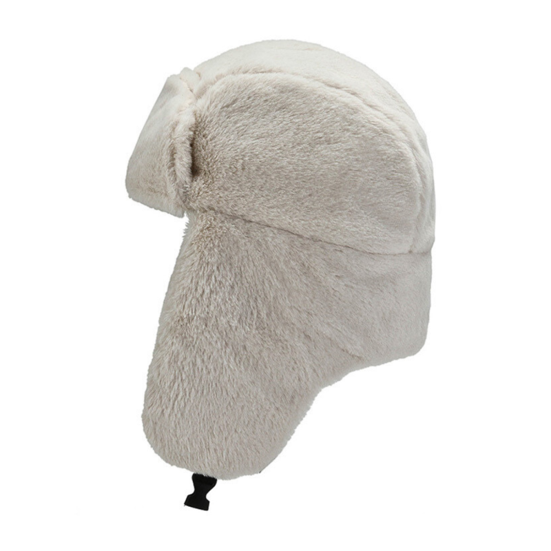 Weiße Winter-Plüsch-Ohrenschützer-Trapper-Mützen Wt2410-10, seitlich