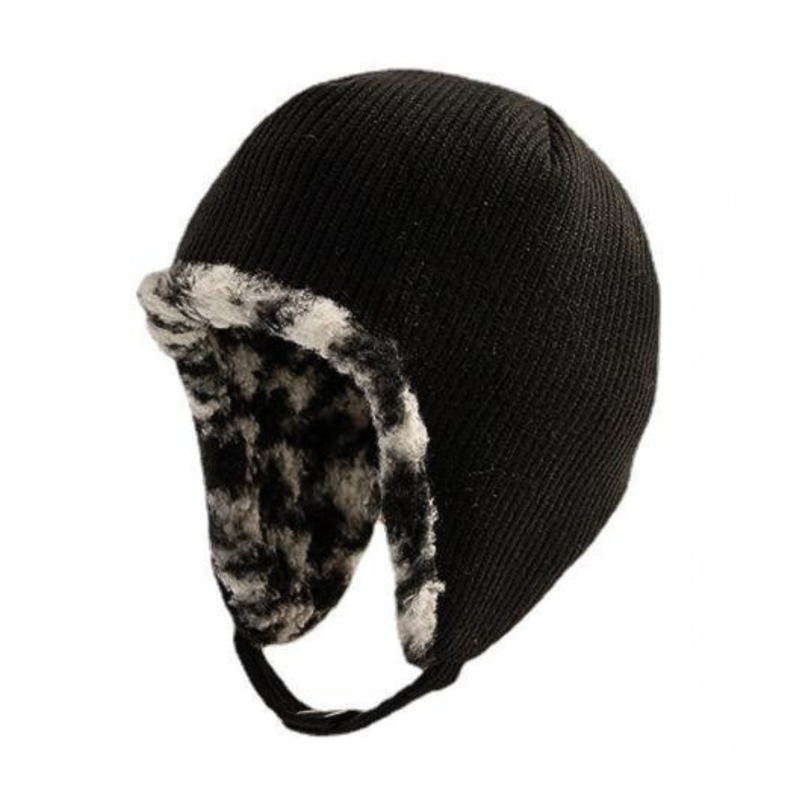 Cappelli invernali reversibili con paraorecchie e motivo pied-de-poule Wbeh2410-01, lato reversibile