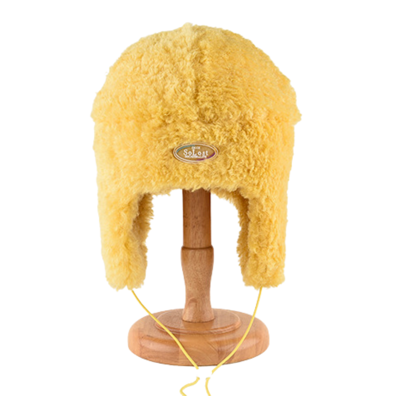 Cappelli con paraorecchie in pelliccia sintetica gialla personalizzati Wbeh2410-08