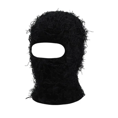 mask1 Wholesale Custom Knitted Full Face Mask Distressed Polyester Balaclava