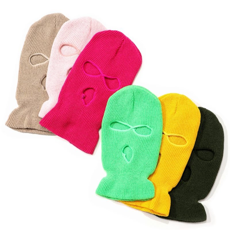 maschera2 Maschera da sci in maglia acrilica con logo personalizzato e ricamo a 3 fori