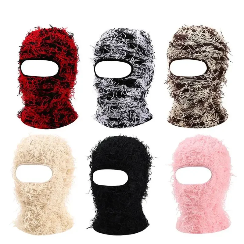 Großhandel Maßgeschneiderte gestrickte Vollgesichtsmaske Distressed Polyester Balaclava