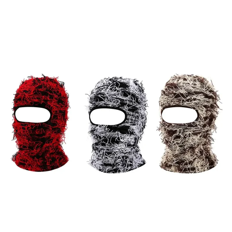 Großhandel Maßgeschneiderte gestrickte Vollgesichtsmaske Distressed Polyester Balaclava