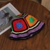 bucket hat4 Custom Acrylic Multi-Color Knit Summer Crochet Bucket Hat