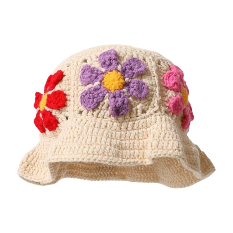 bucket3 Custom Acrylic 3D Embroidery Casual Knit Bucket Hat for Women