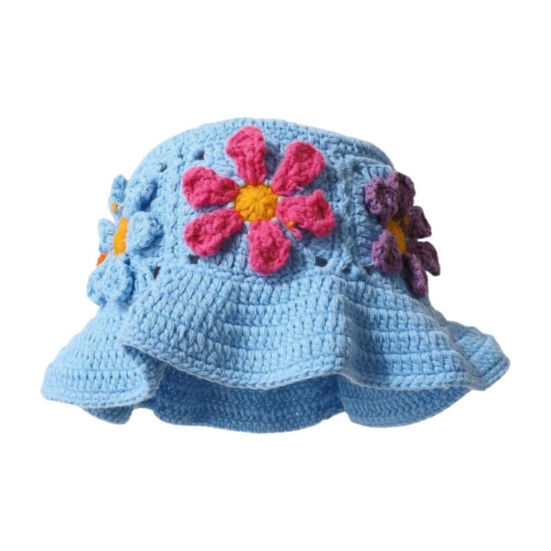 bucket5 Custom Acrylic 3D Embroidery Casual Knit Bucket Hat for Women