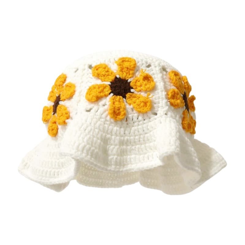 bucket6 Custom Acrylic 3D Embroidery Casual Knit Bucket Hat for Women